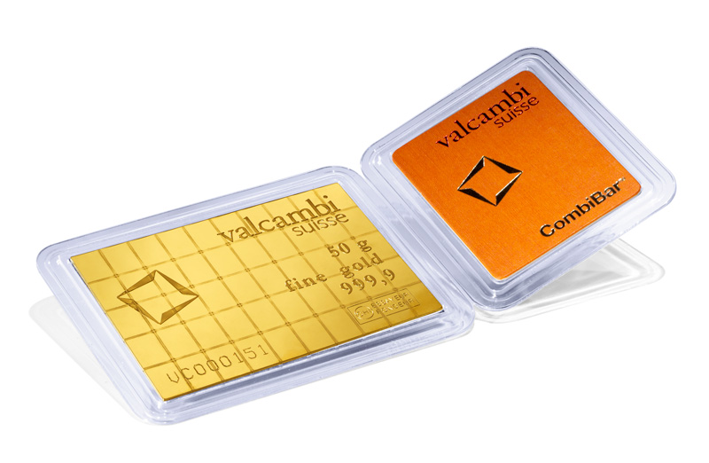 Goldbarren kaufen Valcambi CombiBar 50 g Goldbarren kaufen Valcambi CombiBar 50 g