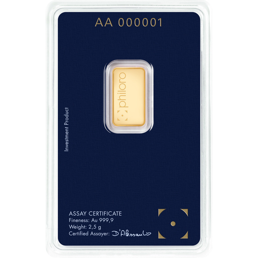 Philoro 2.5 g Goldbarren kaufen Philoro 2.5 g Goldbarren kaufen