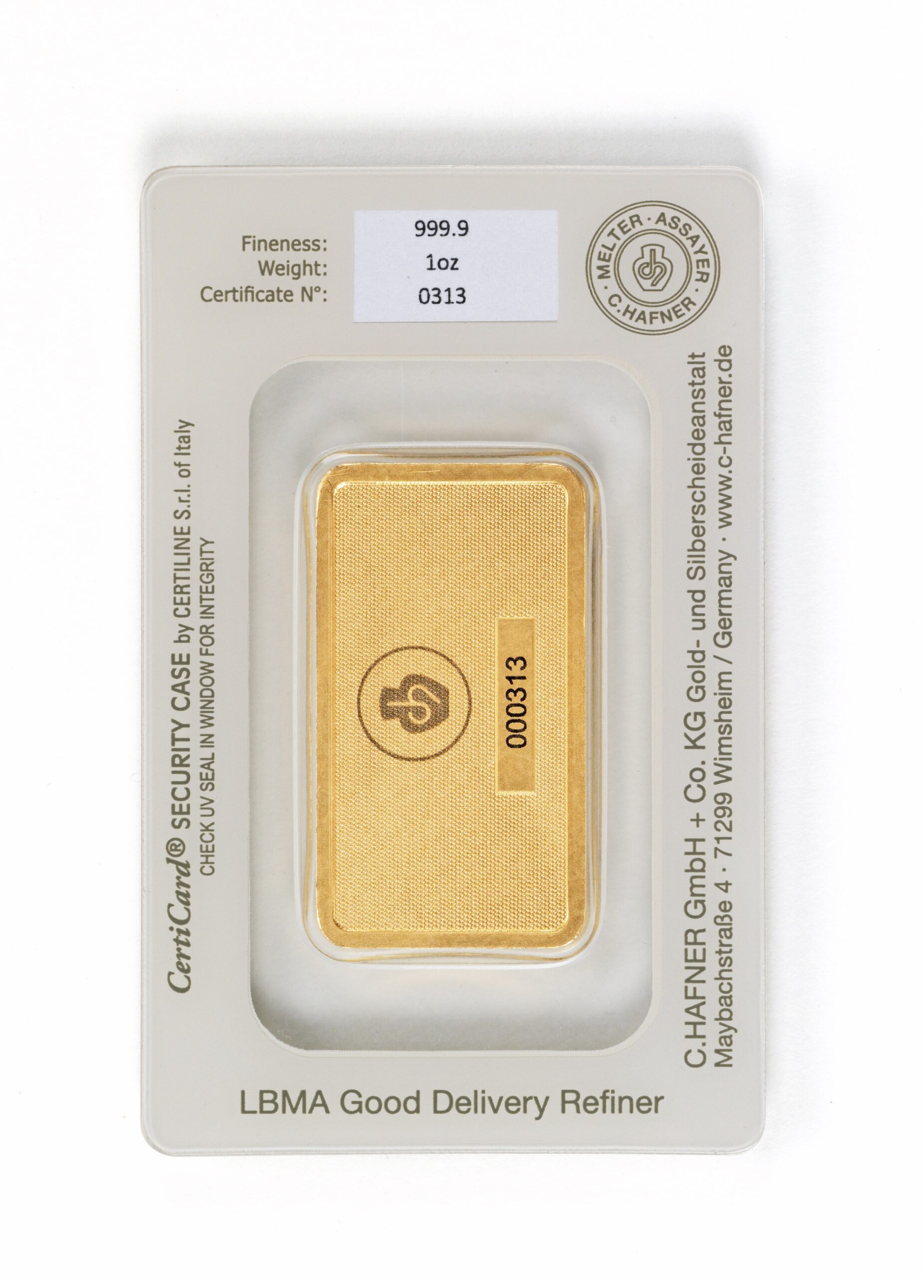 C.Hafner 1 oz (geprägt) Goldbarren kaufen C.Hafner 1 oz (geprägt) Goldbarren kaufen