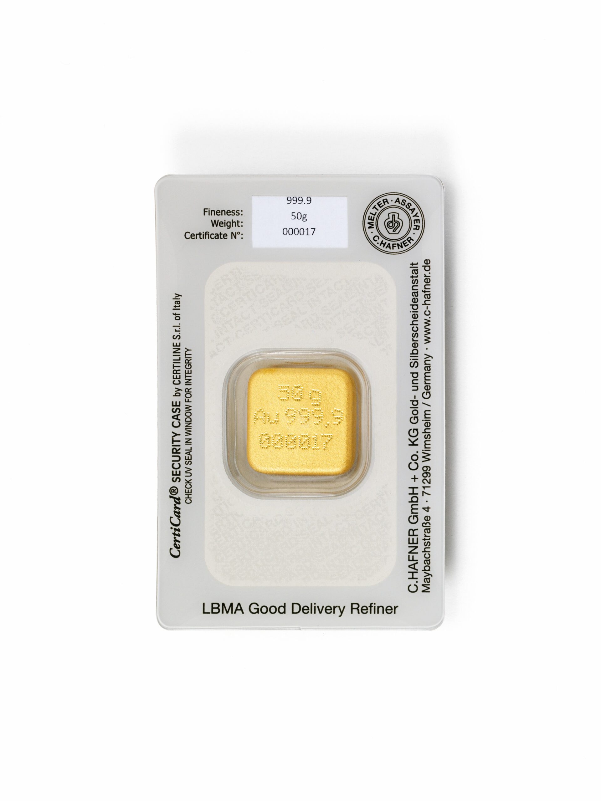 C.Hafner 50 g (gegossen) Goldbarren kaufen C.Hafner 50 g (gegossen) Goldbarren kaufen
